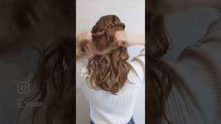 Beautiful half up half down hairstyle beautifulhairstyle trending halfuphalfdownhairstyle [upl. by Pasahow]