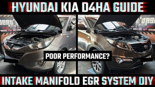 HYUNDAI TUCSON  KIA SPORTAGE EGR AND INTAKE MANIFOLD REMOVAL  D4HA  iX35  CRDI  DIY GUIDE [upl. by Lunn137]