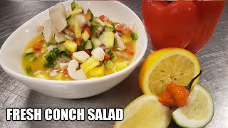 Fresh Conch Salad Bahamas style how to make [upl. by Sucramd532]