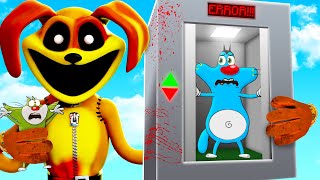 Roblox Oggy Trapped In Scary Elevator With Day Dog Of Smiling Critters [upl. by Emerald]