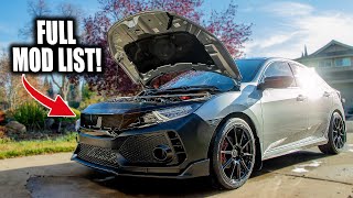 FULL MOD LIST  10th Gen Honda Civic Hatchback 20172021 [upl. by Pence]