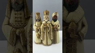 Vintage We Three Kings Wise Men Wind Up Musical Figure Christmas Nativity Gold [upl. by Hekker]