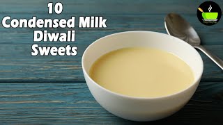 10 Sweets With Condensed Milk  Diwali Sweets Easy Sweets Recipes [upl. by Sitelc]