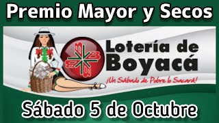 🔘 Resultado PREMIO MAYOR Y SECOS Loteria de BOYACA Sabado 5 de Octubre de 2024 [upl. by Aube]