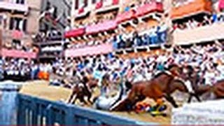 Palio  Horse Race Disaster  Siena Italy 2014 [upl. by Ayerim]