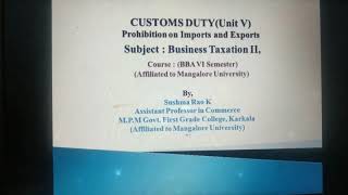 Customs Duty Prohibition on importation and exportation of goods [upl. by Allare]