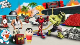 Franklin Shinchan Blast Ironman Home with Bombs GTA 5 Telugu Bommalu Gaming [upl. by Ettesoj]