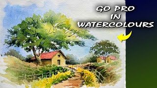 🎨 Best Landscape Painting for Beginners  Watercolor  Watercolour [upl. by Enitnatsnoc243]