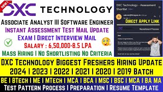 DXC Technology Biggest Hiring Update  DXC OFF Campus Direct Mass Hiring 2024 2023 20222019 Batch [upl. by Ireland]