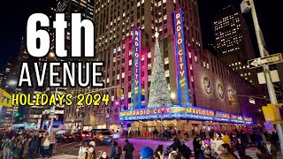 NEW YORK CITY Walking Tour 4K  6th AVENUE  Christmas Lights [upl. by Vine]