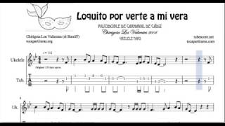 Loquito por verte a mi vera Pasodoble Carnival Tab Sheet Music for Ukelele [upl. by Brantley]