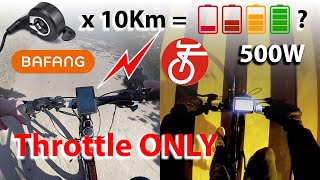 Tongsheng 10 Km THROTTLE ONLY  Bafang Comparison Battery consumption for TSDZ2 500W Middrive kit [upl. by Leo]