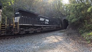 Norfolk Southern grain train 54G enters tunnel 25 in Oakdale Tennessee on 101324 [upl. by Gualterio]