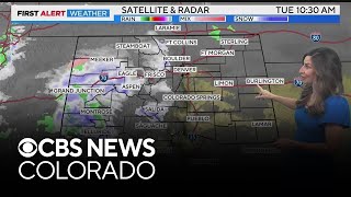 Colorado weather Heavy mountain snow with rain switching to snow Tuesday night for metro area [upl. by Shanleigh]