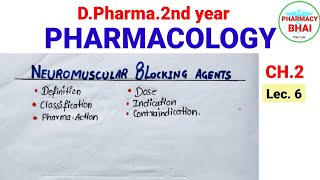 Neuromuscular Blocking Agents  Ch2 Pharmacology  DPharma 2nd neuromuscularblockingahents [upl. by Huan]