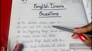 ENGLISH LITERATURE  ENGLISH DRAMA 🎭  QUIZ  QUESTIONS [upl. by Cynthea]