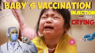 Injection Video Baby Vaccination 6 Month age Cute Little Girl Crying injection on hip [upl. by Nillor916]