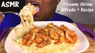 ASMR 🌶 Spicy Shrimp Fettuccine Alfredo  Recipe and Eating Sounds [upl. by Ramsa719]