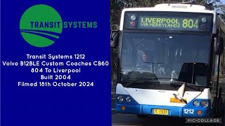 Tra systems 1212 Volvo B12BLE Custom Coaches CB60 804 To Liverpool [upl. by Nirrol296]