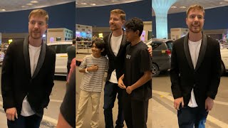 Sweet Gesture of MrBeast aka James Stephen Donaldson with Indian Fan at Mumbai Airport🙏 [upl. by Ynned145]