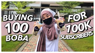 BUYING 100 BUBBLE TEA FOR 100K SUBSCRIBERS  Tealive Malaysia in UiTM Dengkil [upl. by Colas]