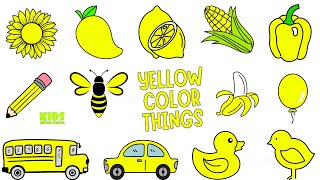 Objects in Yellow Color  Learn about Yellow Color  Yellow Color Things for kids [upl. by Sidnala121]