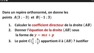 équations dune droitecoefficient directeur [upl. by Ellednahc]