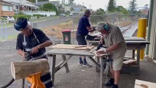 Arbortech Power carving at the Kiama Mens Shed [upl. by Lerak681]