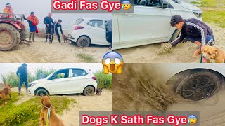 Sabhi Dogs K Sath Yamuna Nadhi Par Ghumne Gye🐶But Gadi Fas Gye😰Tractor Ki Help Li😨 [upl. by Drusus]