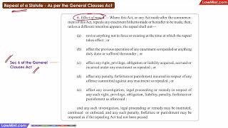 Repeal of a Statute as per the General Clauses Act External Aids to Interpretation of Statutes LLB [upl. by Nester]