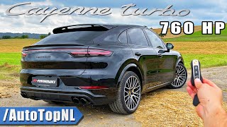 760HP PORSCHE Cayenne TURBO 329KMH REVIEW on AUTOBAHN NO SPEED LIMIT by AutoTopNL [upl. by Airoled]