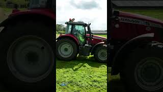 Massey Ferguson 7719S on the KRONE Agriculture triple mowers at third cut silage [upl. by Hearn164]