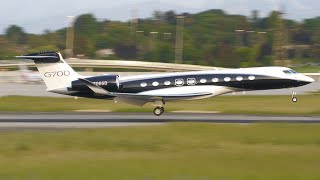 4K  Gulfstream RUSH  G700 G500 amp G650ER landing at GenevaGVALSGG for EBACE22 [upl. by Nosle947]