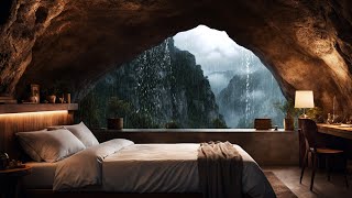 Enjoy a deep sleep in a cozy cliff cave  sound of thunder and rain [upl. by Yrakcaz92]