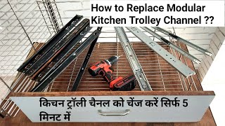 How to replace kitchen drawer channel slides  How to remove and repair kitchen trolley [upl. by Baudoin]