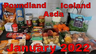 Asda Iceland and Poundland grocery haul January 2022 [upl. by Ynned759]