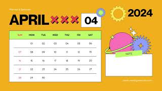 April Calendar 2024  april calendar printable  printable april calendar 📅 Calendar 365 📅 [upl. by Hgielyak]