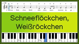 Schneeflöckchen Weißröckchen  Melodie Text und Noten  Piano  instrumental [upl. by Bedelia379]