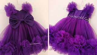 beautiful baby frock cutting and stitchingtullu pom pom baby frock stitchingone year baby frock [upl. by Onileva813]