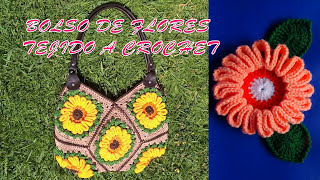 Bolso N° 1 tejido a crochet o ganchillo con 8 cuadrados de Flores paso a paso en video tutorial [upl. by Nosnarb869]