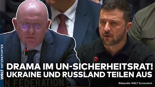 PUTINS KRIEG Drama im UNSicherheitsrat Schlagabtausch zwischen Selenskyj und RusslandBotschafter [upl. by Golding]