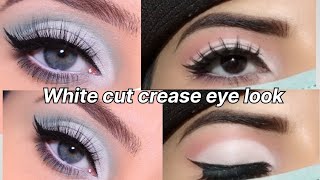 White cut crease eye makeup tutorialSoft eye makeup step by step [upl. by Yancy]