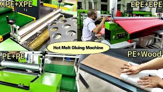 Hot Melt Gluing Machine for PE EPE XLPE XPE EVA Foam Cardboard Protective Packaging [upl. by Ertnom736]