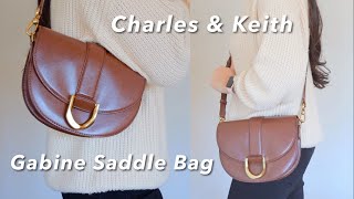 Charles amp Keith Gabine Saddle Bag Dark Brown unboxing amp review [upl. by Nnahtebazile]