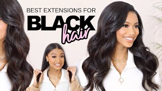 BEST CLIP IN EXTENSIONS FOR BLACK HAIR THE PERFECT BLEND  CURLS QUEEN [upl. by Stanton]