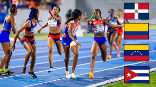 Relevo 4x400 Femenino de VEN 🇻🇪 COL 🇨🇴 DOM 🇩🇴 CUB 🇨🇺 por el oro 🥇 Juegos Centroamericanos 2023 [upl. by Akkimat300]