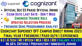 Finally Cognizant Off Campus Official Superset Mass Hiring 2023 Started BE BTech GenC PT amp GE Role [upl. by Perle632]