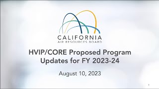 Work Group–FY 202324 Funding Plan for Clean Transportation Incentives Relating to HVIP ISEF CORE [upl. by Hogle]