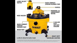 DEWALT Shop Vacuum Wet and Dry Vac with Detachable Leaf Blower Heavy Duty Wet Dry Vacuum Cleaner [upl. by Beck]