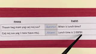 Conversational sentences in Hmong with examples about quotTimequot [upl. by Amlas479]